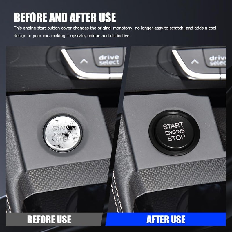 Lyxheth Car Push Start Button Cover, Engine Start Cover, Cool Aluminum Engines Starts Buttons Covers with Metal Ring for Cars Decorations, Car Engine Start Button Decal Accessory for Audi A4 (Black) - Image 4